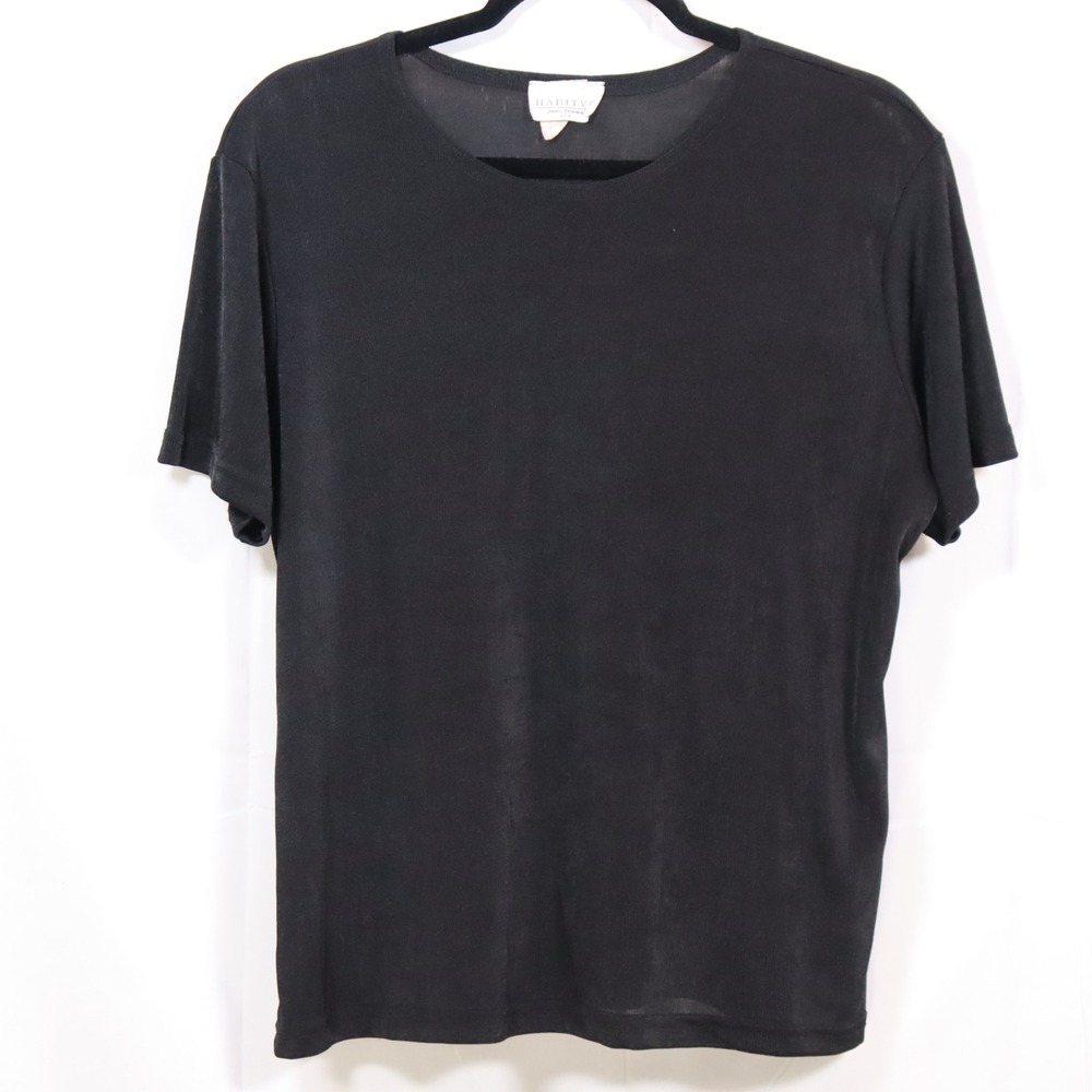 Habitvs Pour Femme Top XL Black Womens Short Sleeve Ribbed Tee